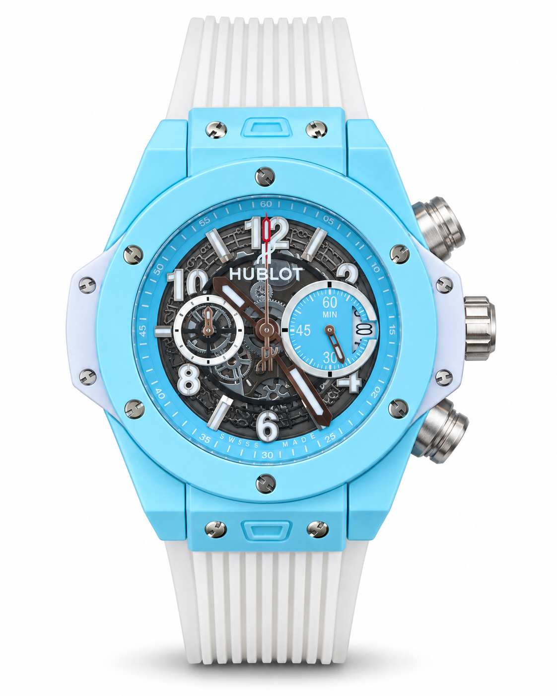 Hublot Big Bang Skeleton Chronograph Aqua Blue & White – Master Quality