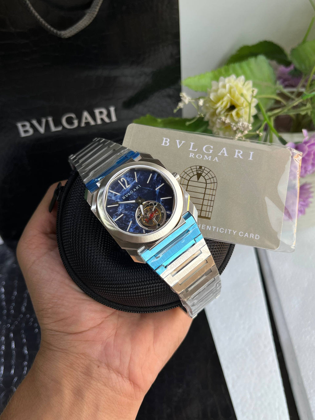 Bvlgari Octo Finissimo Blue Dial Tourbillon Automatic Watch