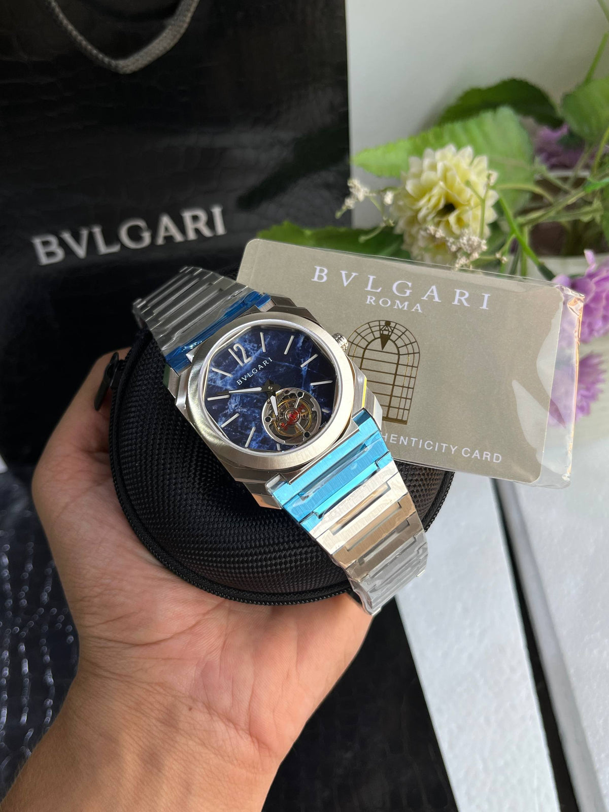 Bvlgari Octo Finissimo Blue Dial Tourbillon Automatic Watch