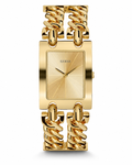 GUESS Women’s Gold-Tone Rectangular Chain Bracelet Watch
