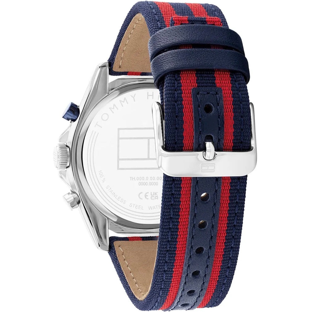 Tommy Hilfiger Sport Multifunction Watch – White Dial, Navy & Red Strap – Original