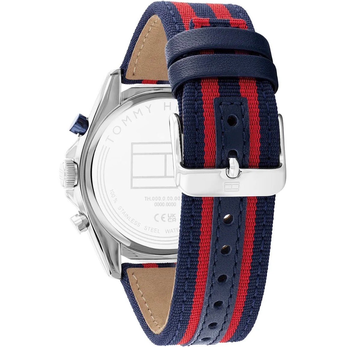 Tommy Hilfiger Sport Multifunction Watch – White Dial, Navy & Red Strap – Original