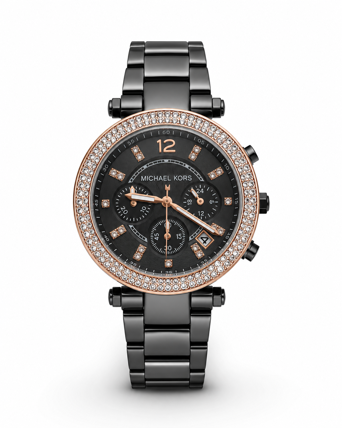 Michael Kors Original Black & Rose Gold Chronograph Watch