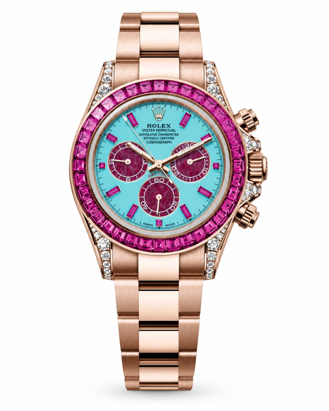 Rolex Daytona Four Seasons Summer – Turquoise Dial & Pink Gem-Style Bezel | Super Clone