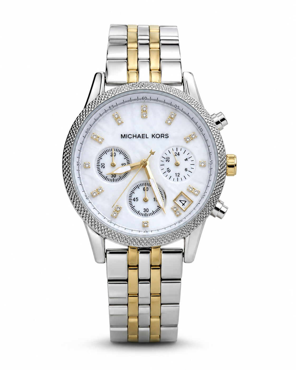 Michael Kors Original Silver & Rose Gold Chronograph Watch