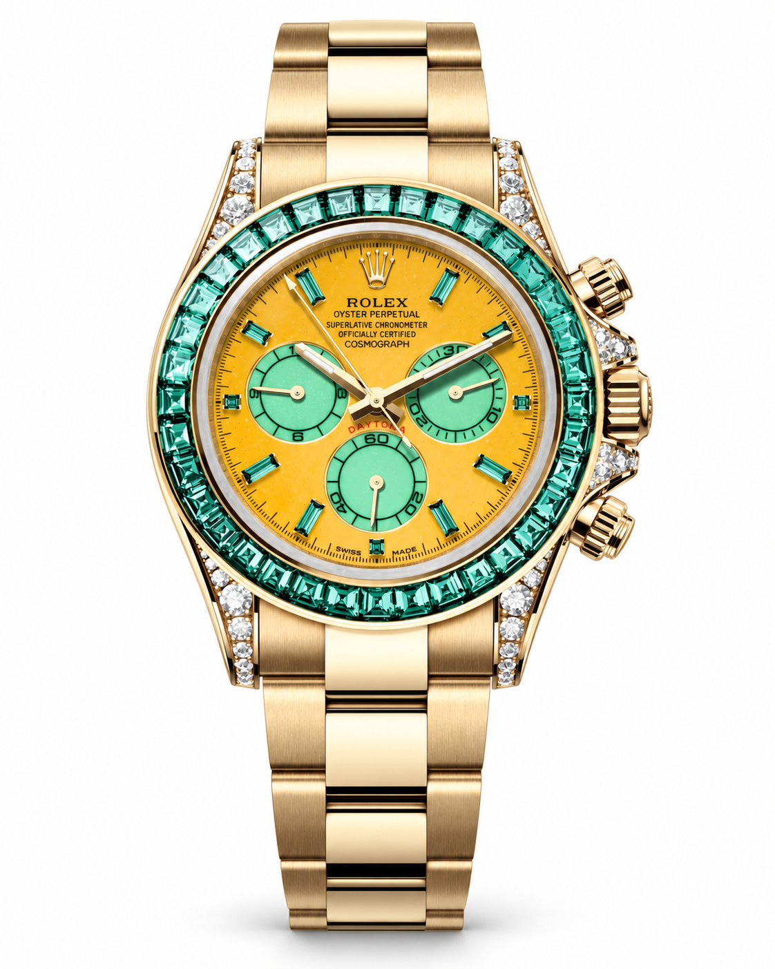 Rolex Daytona Four Seasons Autumn – Yellow & Green Dial Gold Chronograph Watch | Super Clone