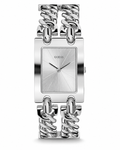 GUESS Women’s Silver-Tone Rectangular Bracelet Watch