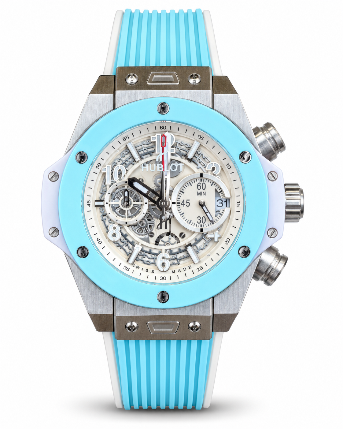 Hublot Big Bang Skeleton Chronograph Aqua Blue & White – Master Quality