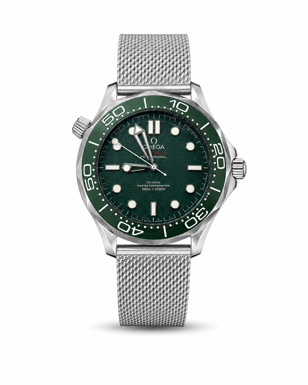 mega Seamaster Green Dial Mesh Strap – Premium Stainless Steel Watch