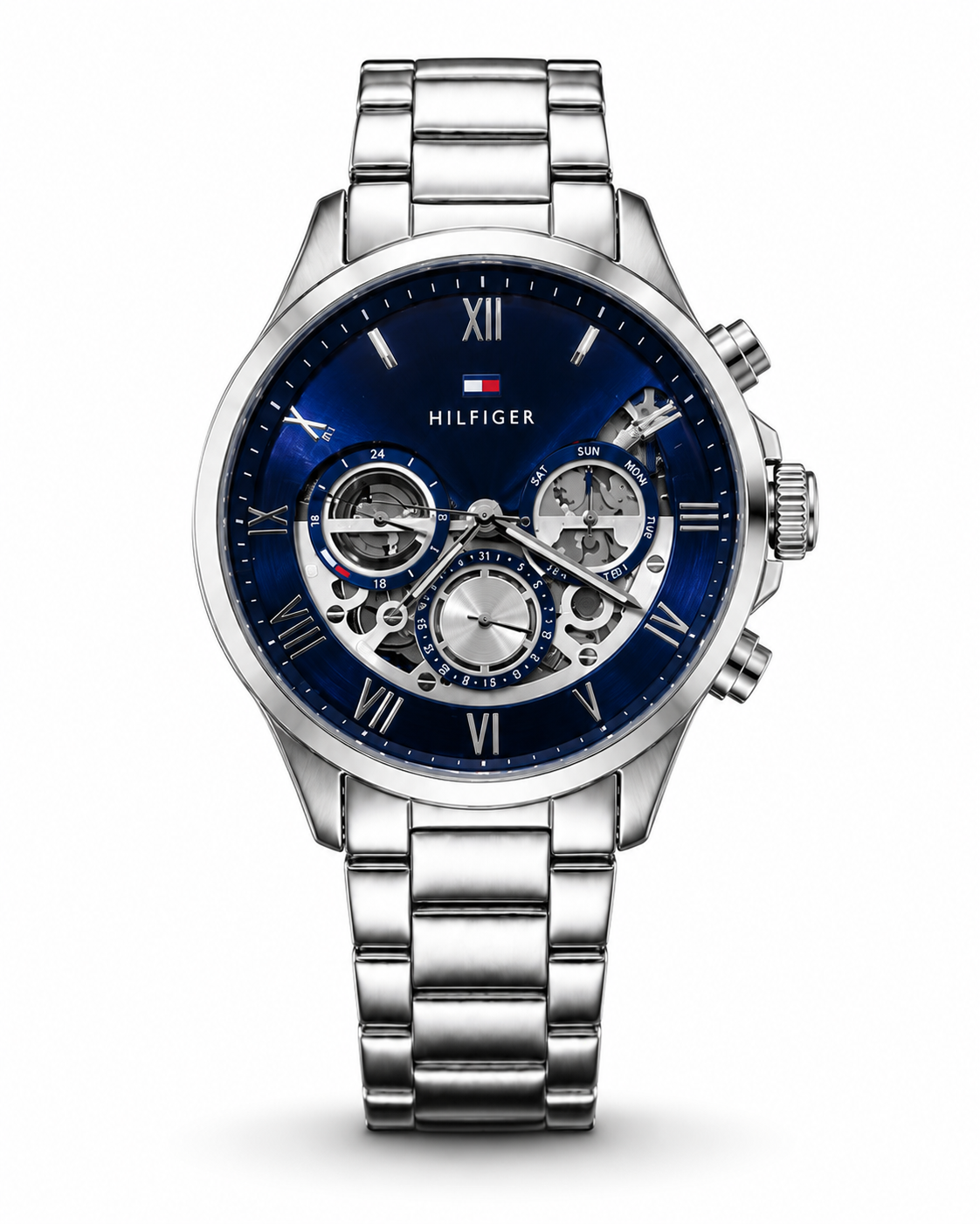 Tommy Hilfiger Men’s Skeleton Multifunction Stainless Steel Watch – Blue Dial | Original