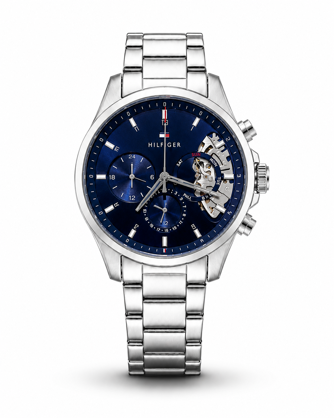 Tommy Hilfiger Men’s Skeleton Multifunction Stainless Steel Watch – Blue Dial | Original