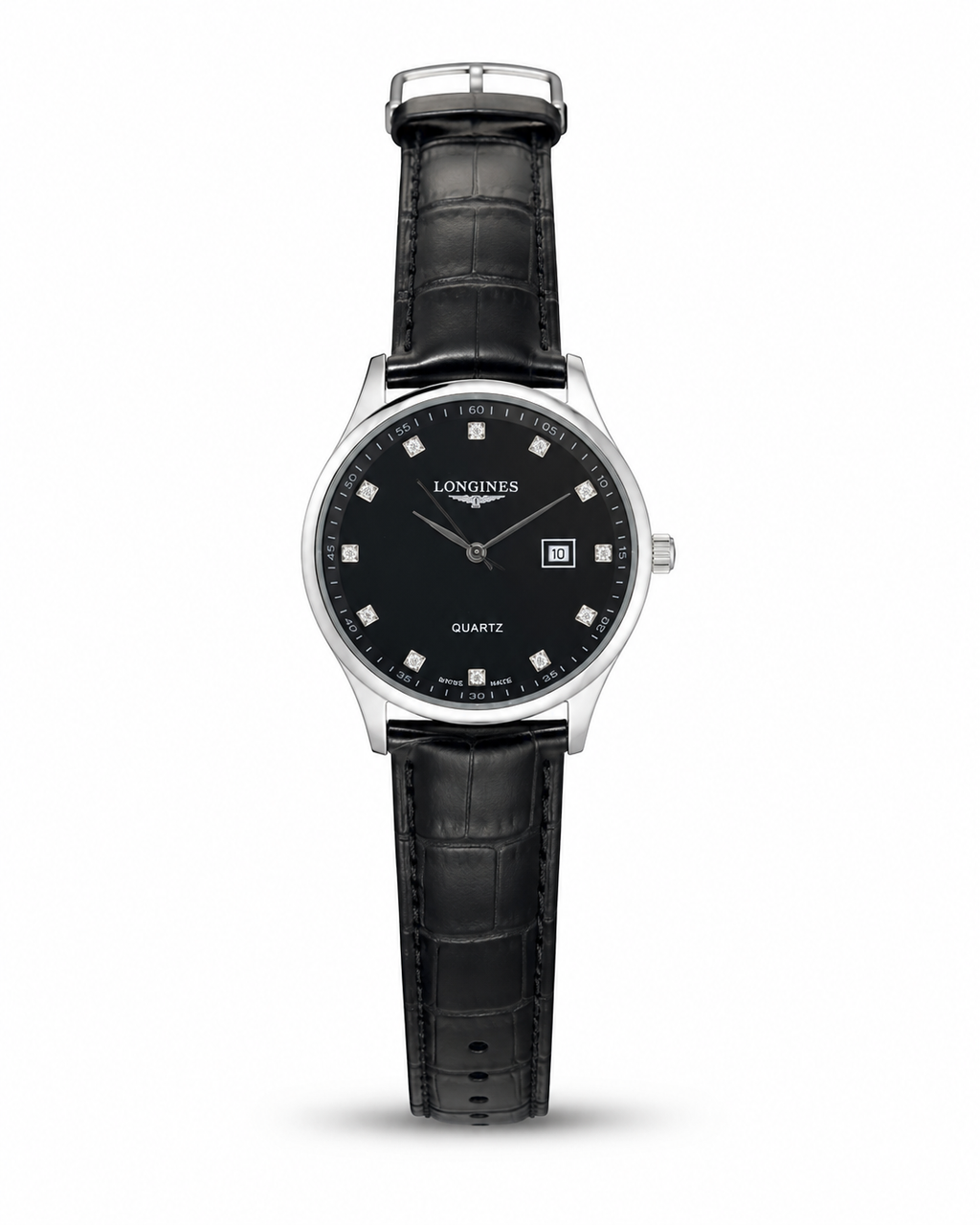 Longines High Quality Quartz Leather Watch – Black Dial | Premium Edition