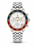 Tommy Hilfiger Men’s Chronograph Stainless Steel Watch – Silver Dial with Blue & Red Bezel | Original