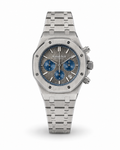 Master Quality Automatic Royal Oak Style Chronograph Watch – Grey Tapisserie Dial with Blue Sub-Dials | Stainless Steel