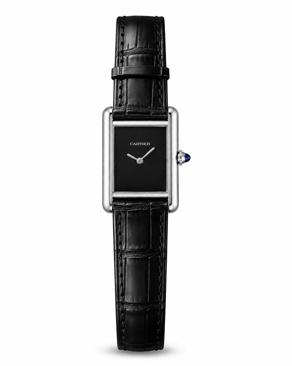 Cartier Tank Style Black Leather Watch – Master Quality