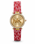 Michael Kors Women’s Gold-Tone Red Signature Watch Original