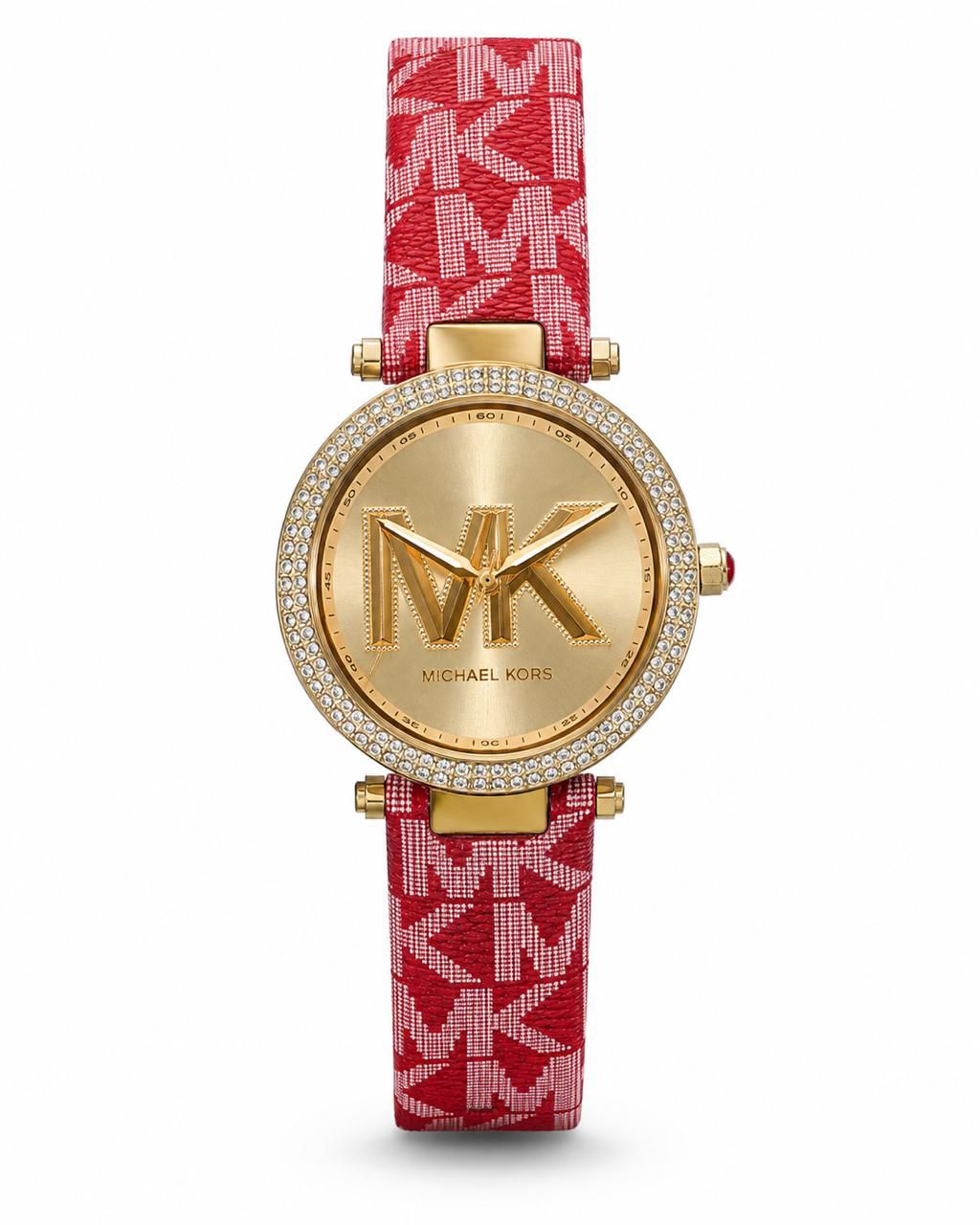 Michael Kors Women’s Gold-Tone Red Signature Watch Original
