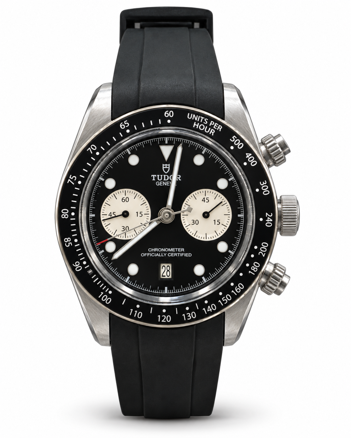 Tudor Chronograph Black Dial Black Strap – Automatic Master Quality