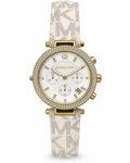 Michael Kors Women’s Gold-Tone Chronograph Watch – Crystal Bezel & Signature Strap
