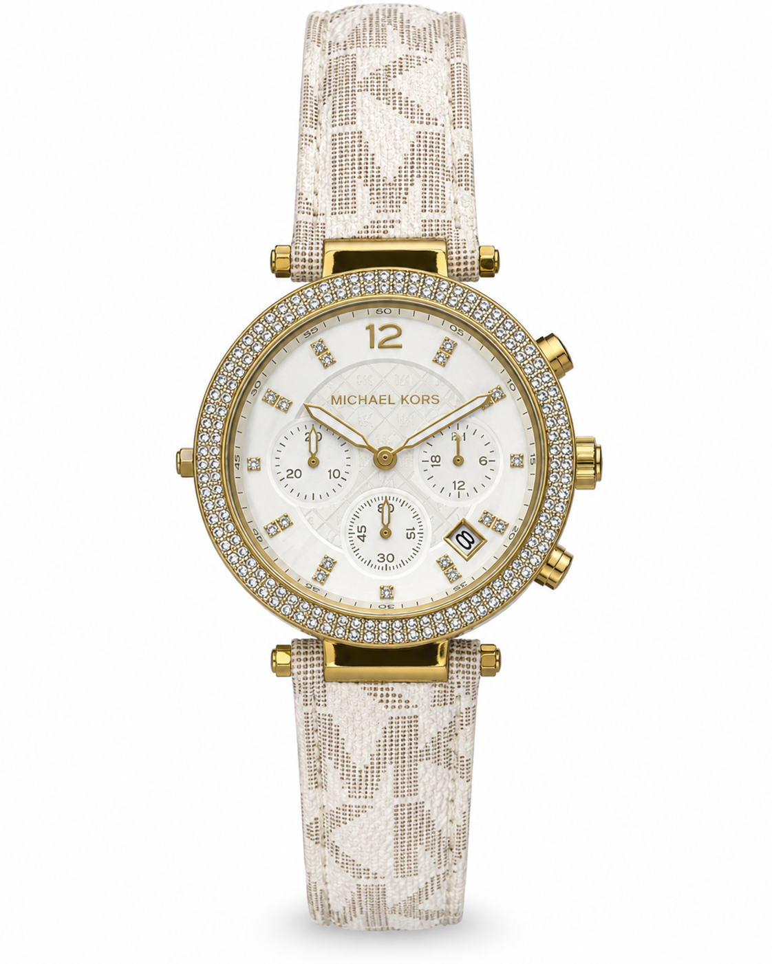 Michael Kors Women’s Gold-Tone Chronograph Watch – Crystal Bezel & Signature Strap
