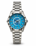 Luxury Men’s Blue World Time Quartz Watch – Stainless Steel Bracelet