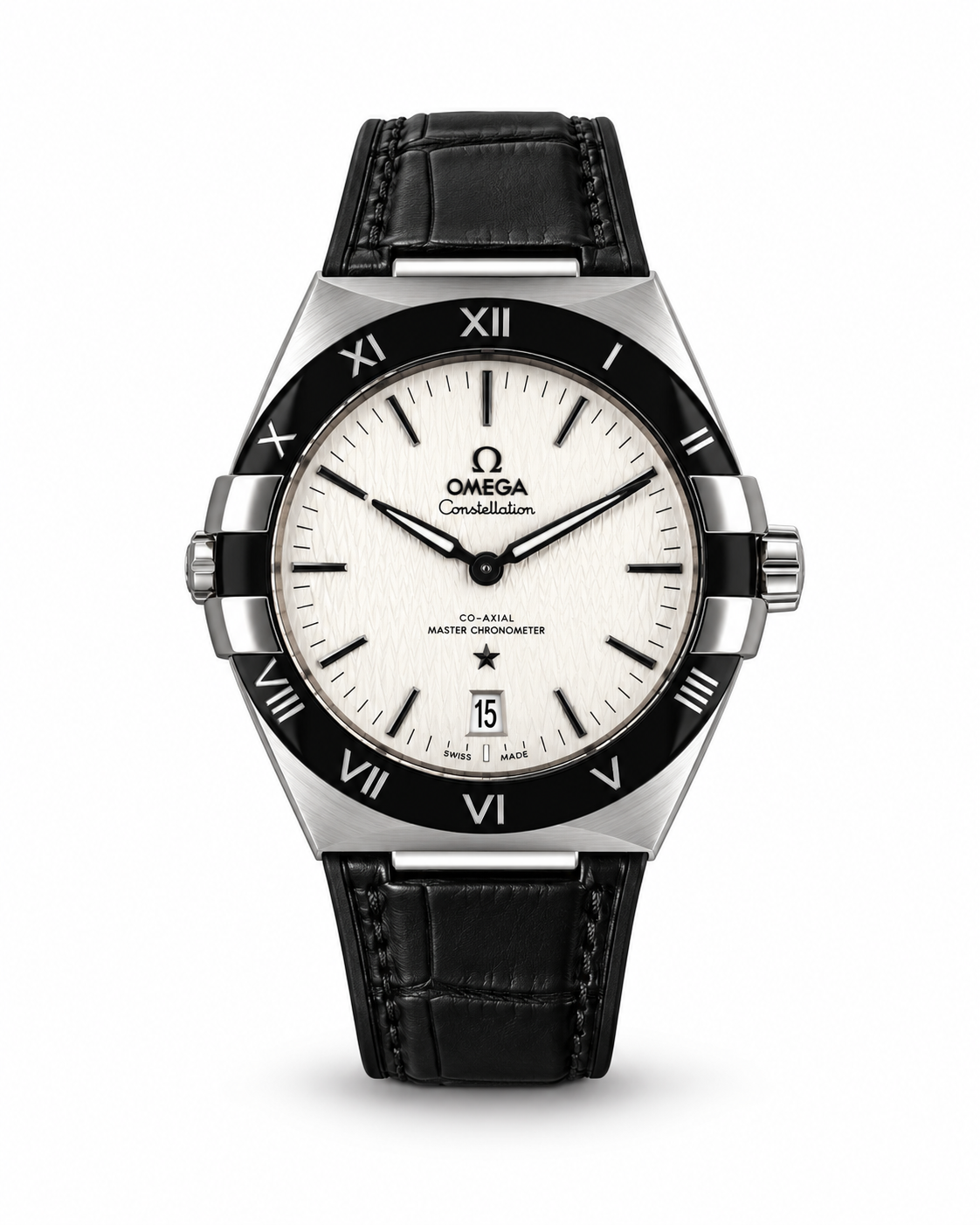 Omega Constellation Co-Axial Master Chronometer – Black Leather Strap & White Dial