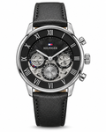 Tommy Hilfiger Men’s Black Leather Strap Multifunction Watch