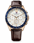 Tommy Hilfiger Men’s Rose Gold Chronograph Watch – Brown Leather Strap