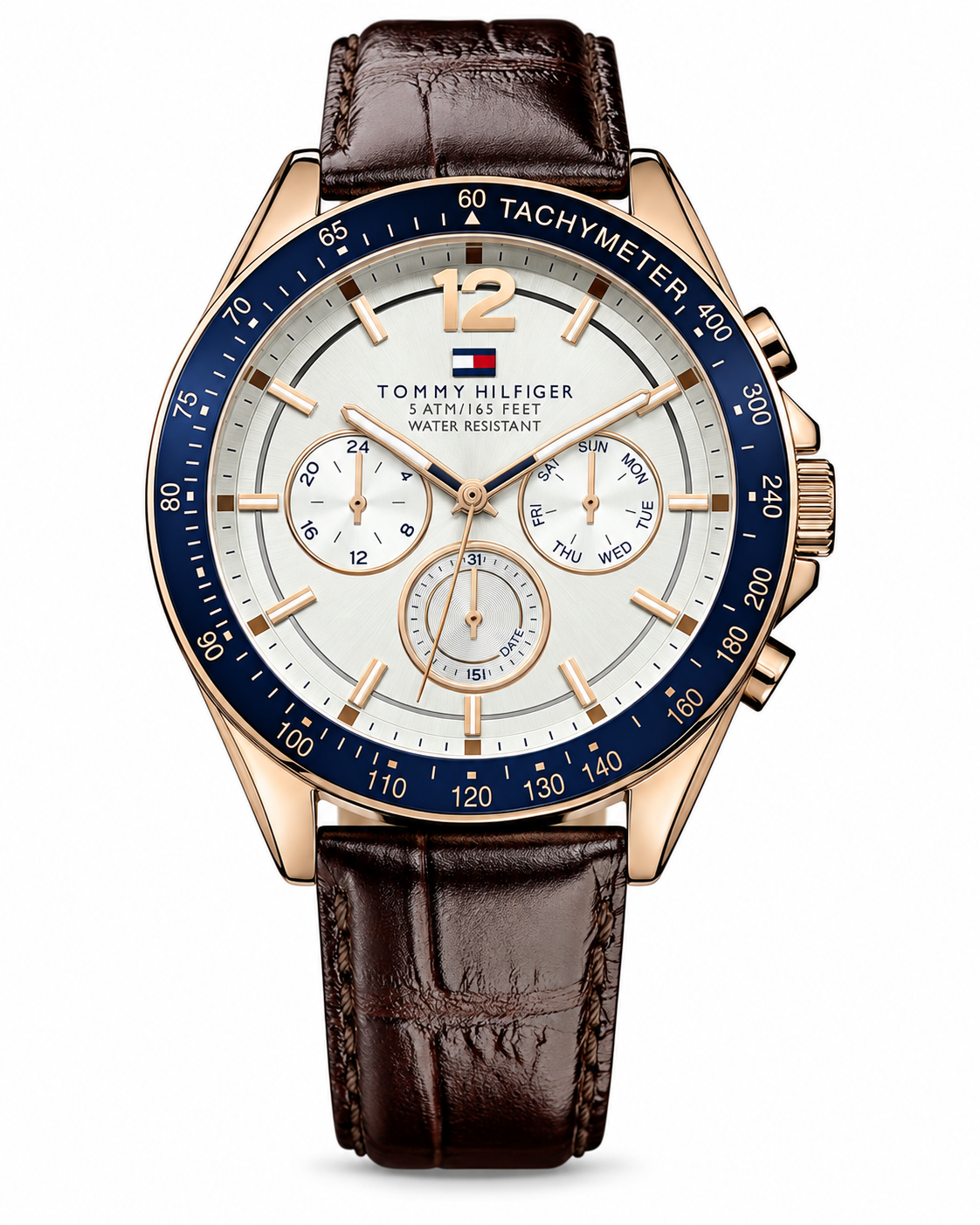 Tommy Hilfiger Men’s Rose Gold Chronograph Watch – Brown Leather Strap