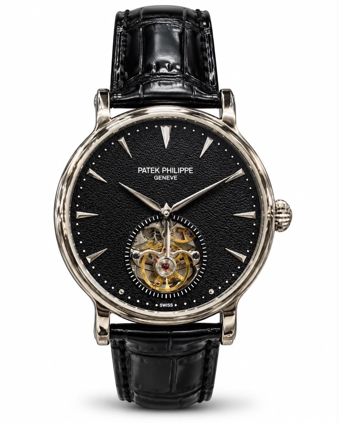 Patek Philippe Geneve Black Dial Tourbillon Automatic Luxury Watch