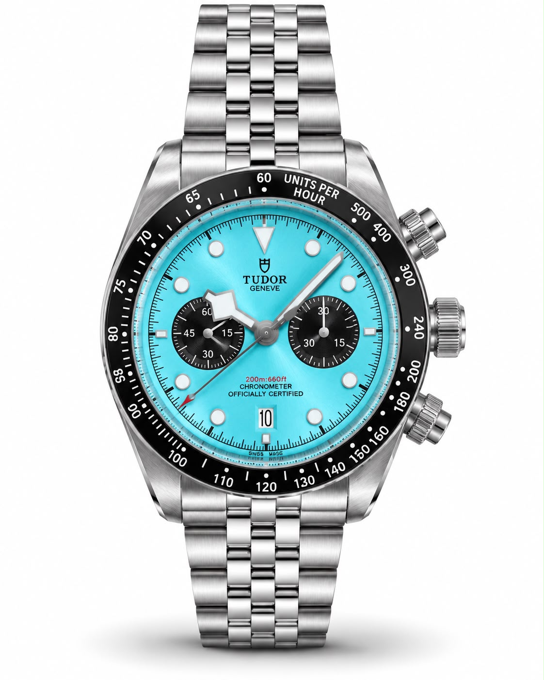 Tudor Geneve Turquoise Dial Chronograph Stainless Steel Men’s Watch