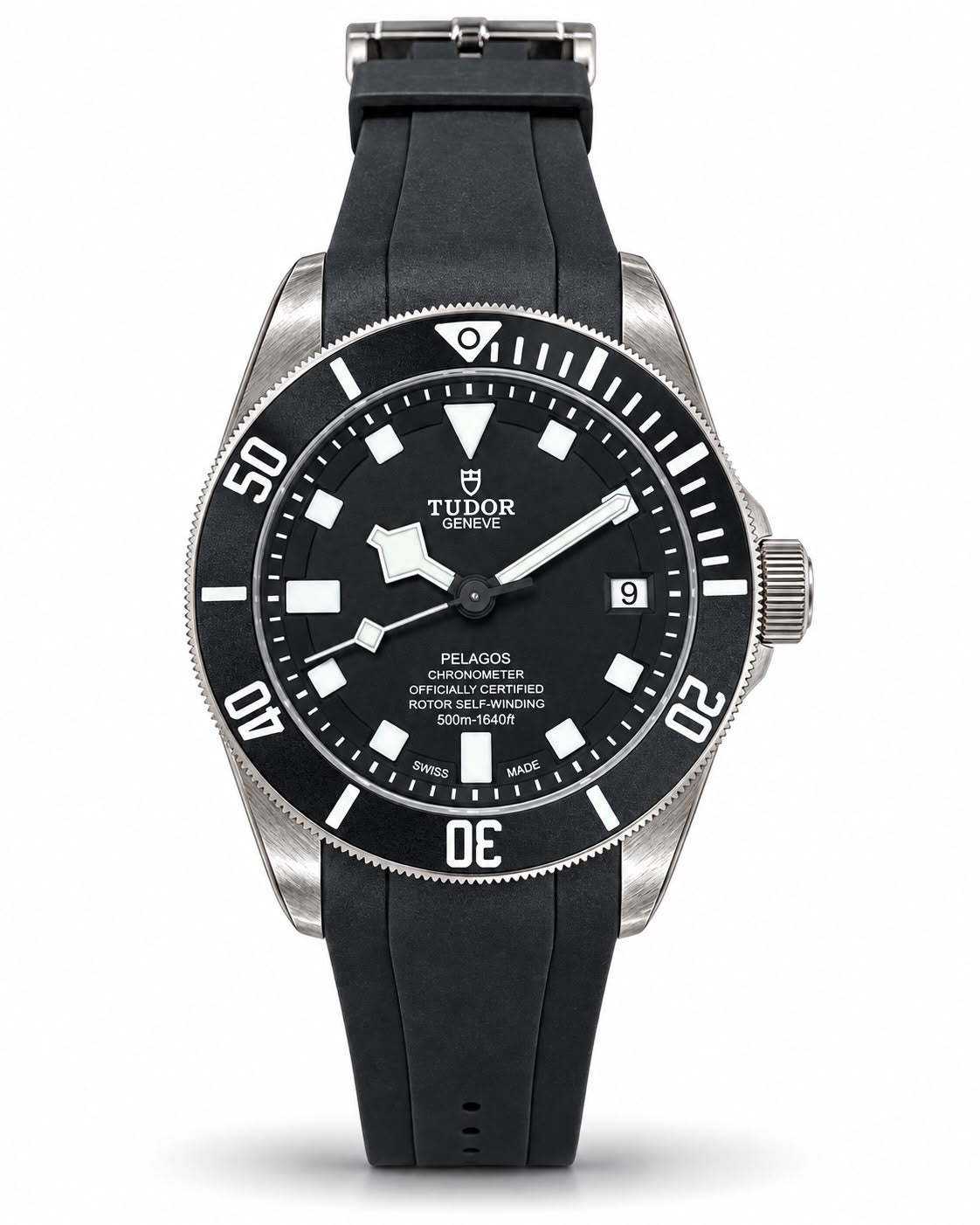 Tudor Pelagos Black Dial Automatic Dive Watch – Black Rubber Strap
