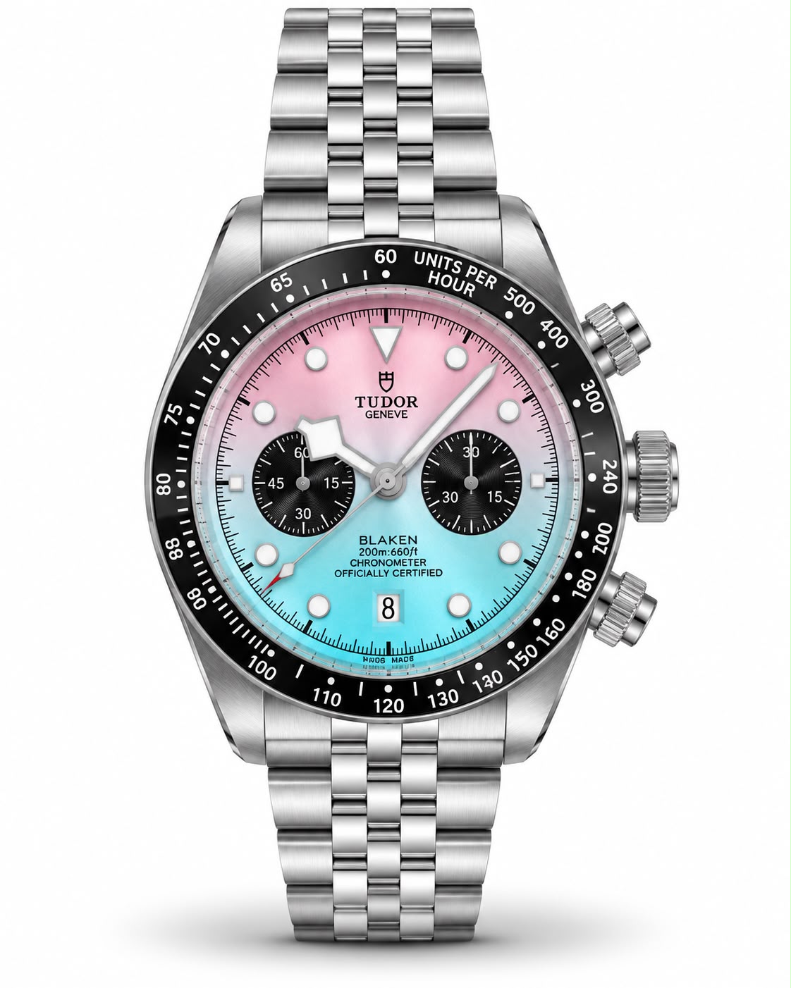 Tudor Chronograph Pink & automatic Ice Blue Dial Watch
