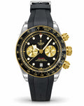 Tudor Black & Gold Chronograph Automatic Watch – Black Dial & Rubber Strap