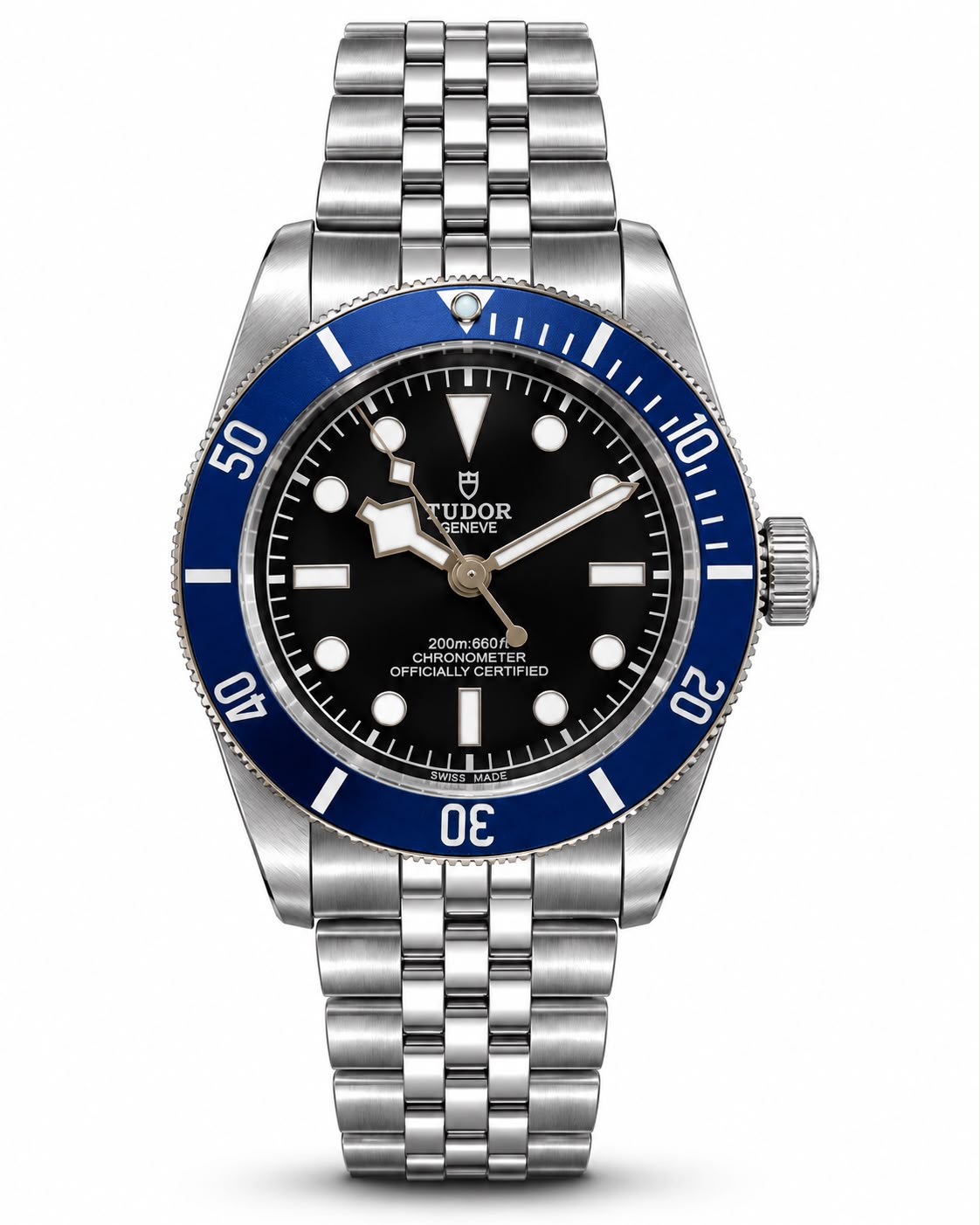 Tudor Geneve Black Dial Blue Bezel Automatic Chronometer Men’s Watch