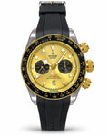 Tudor Chronograph automatic Gold Dial Watch – Black Bezel & Rubber Strap