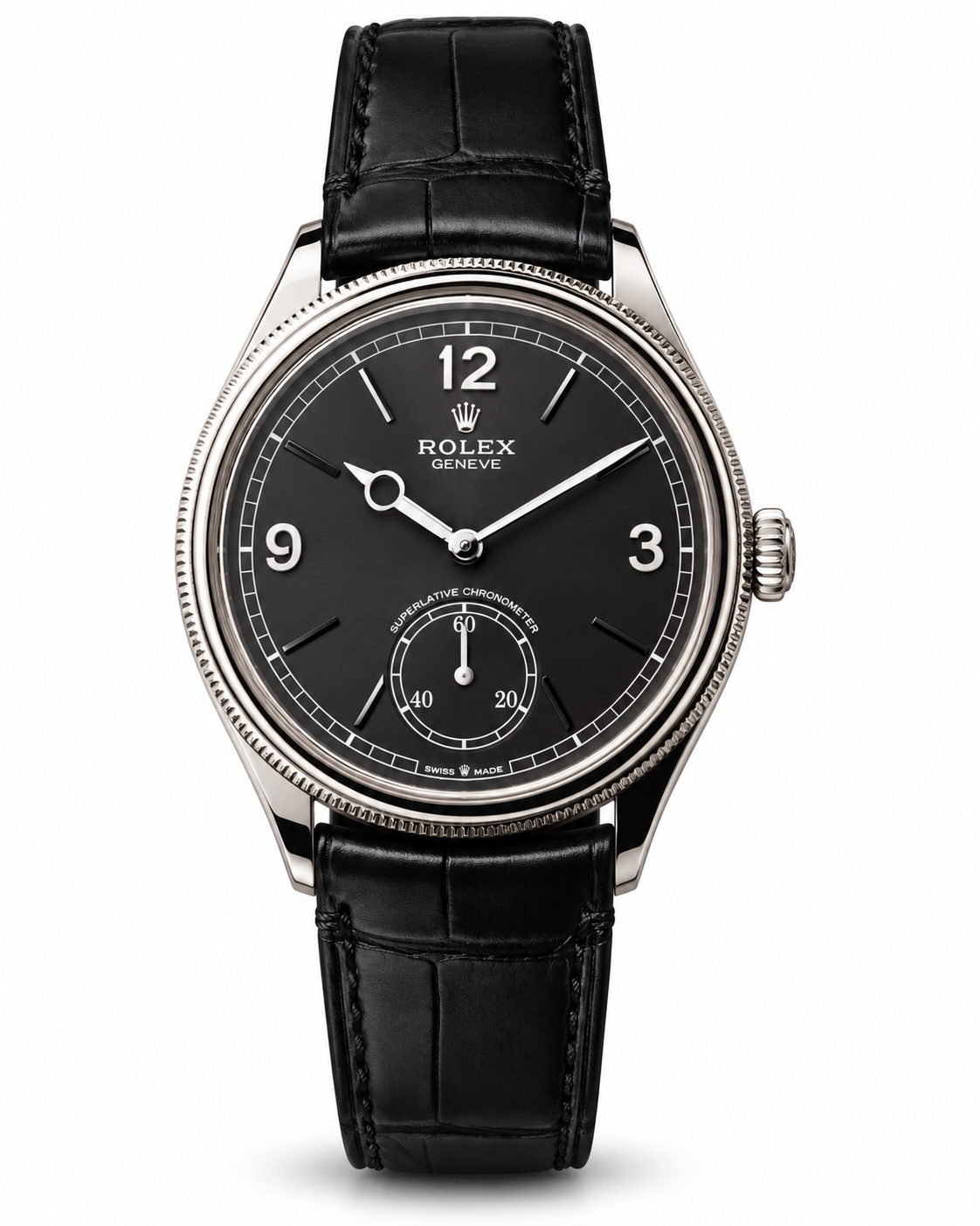 Rolex Geneve Black Dial Luxury Men’s automatic Watch – Leather Strap