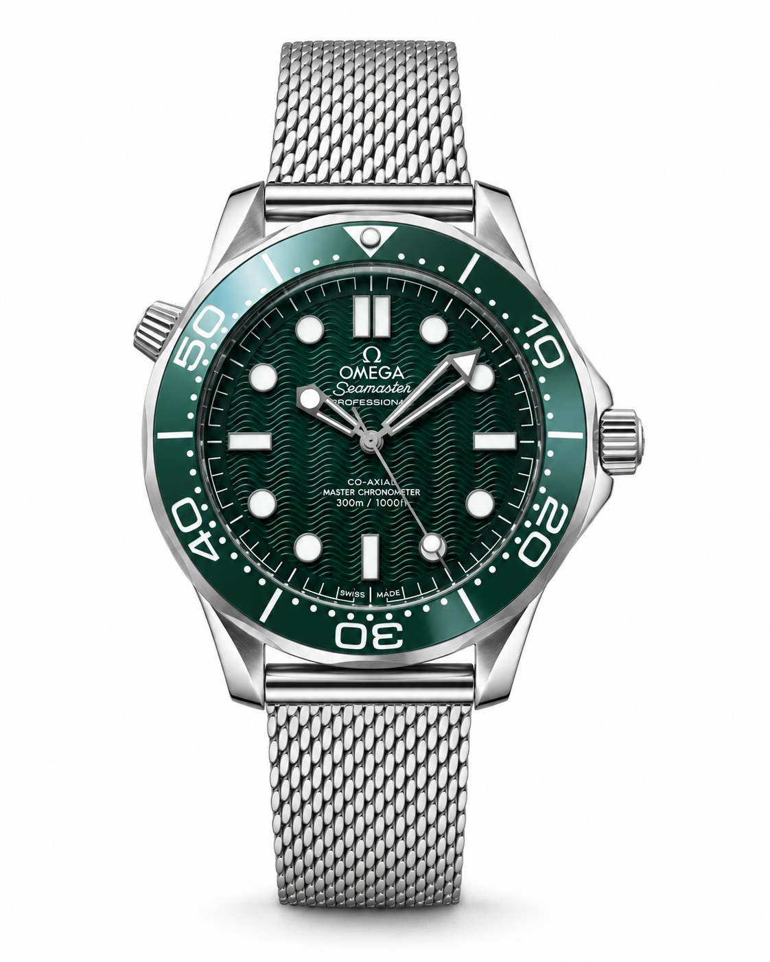 Omega Seamaster Green Dial Mesh Strap – Premium Stainless Steel Watch