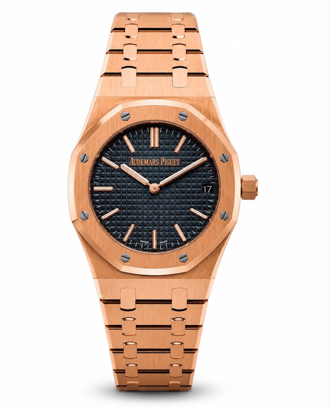 Audemars Piguet Royal Oak Style Rose Gold & Black Dial Luxury Watch