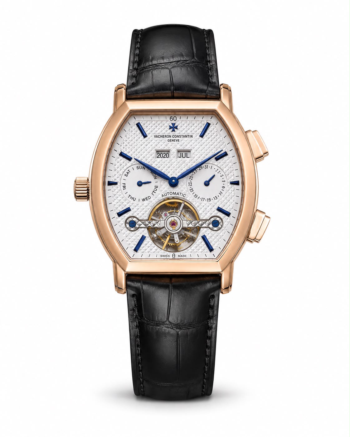 Vacheron Constantin Rose Gold Automatic Tourbillon Men’s automatic Watch – Black Leather Strap