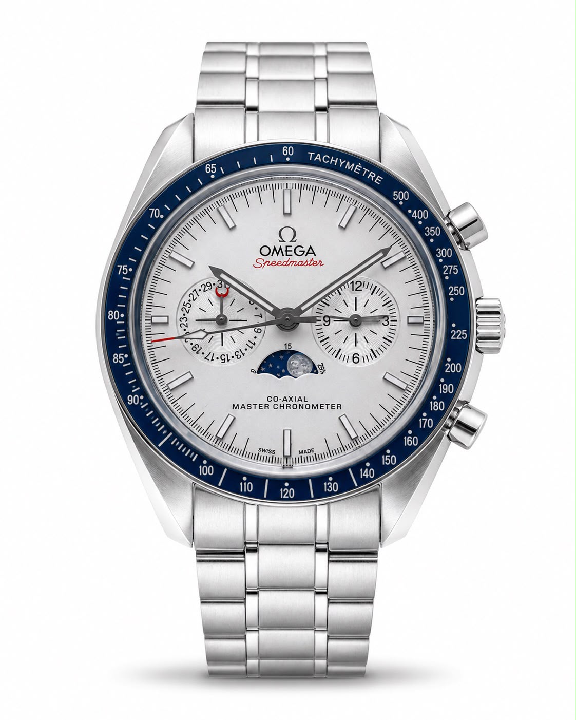 Omega Speedmaster Co-Axial Master Chronometer Men’s Watch – Silver Dial & Blue Bezel