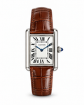 Cartier Tank-Style Brown Leather Luxury Quartz Watch
