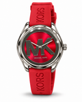Michael Kors Red Silicone Logo Watch – Silver-Tone Case