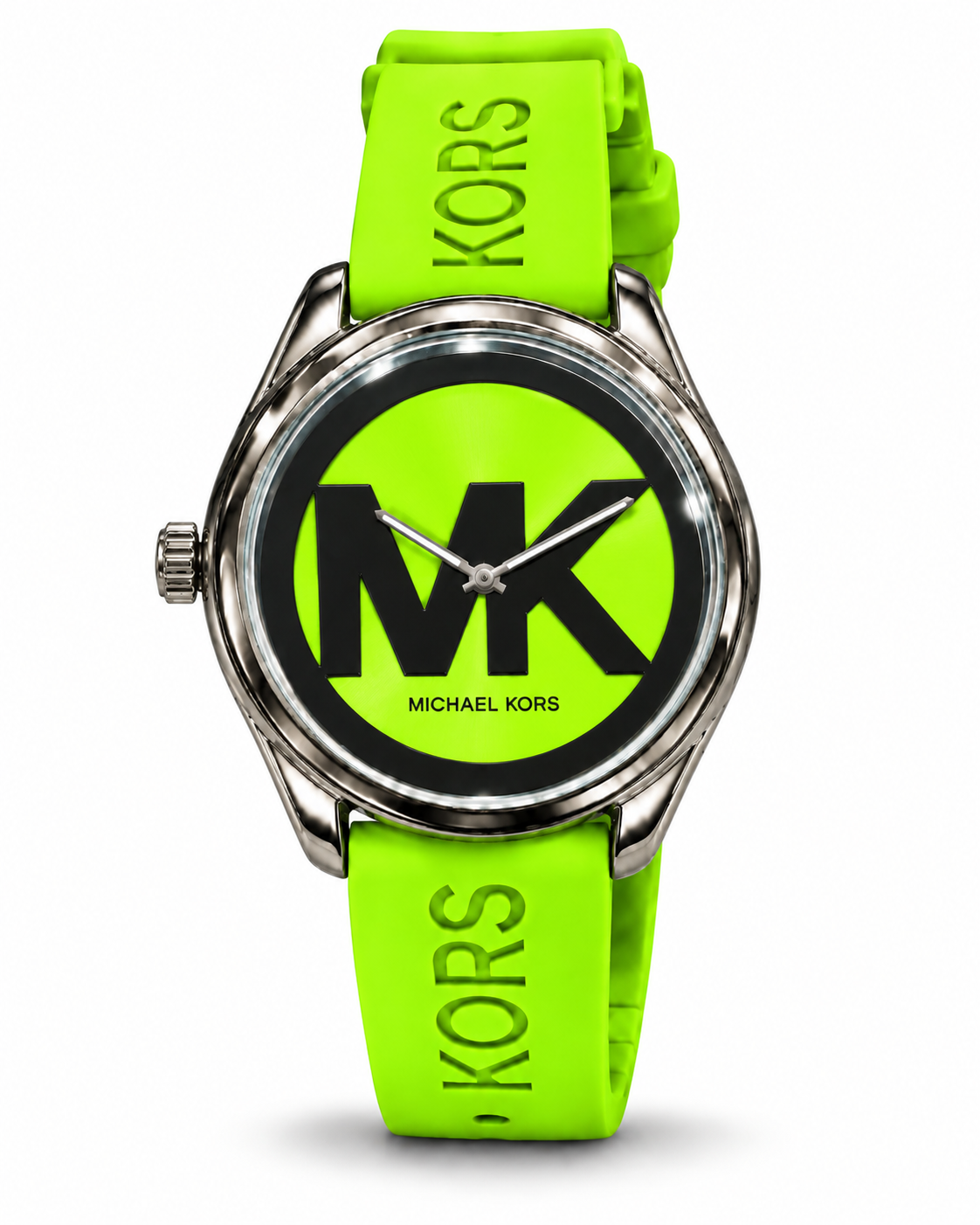 Michael Kors Neon Green Silicone Logo Watch – Silver-Tone Case