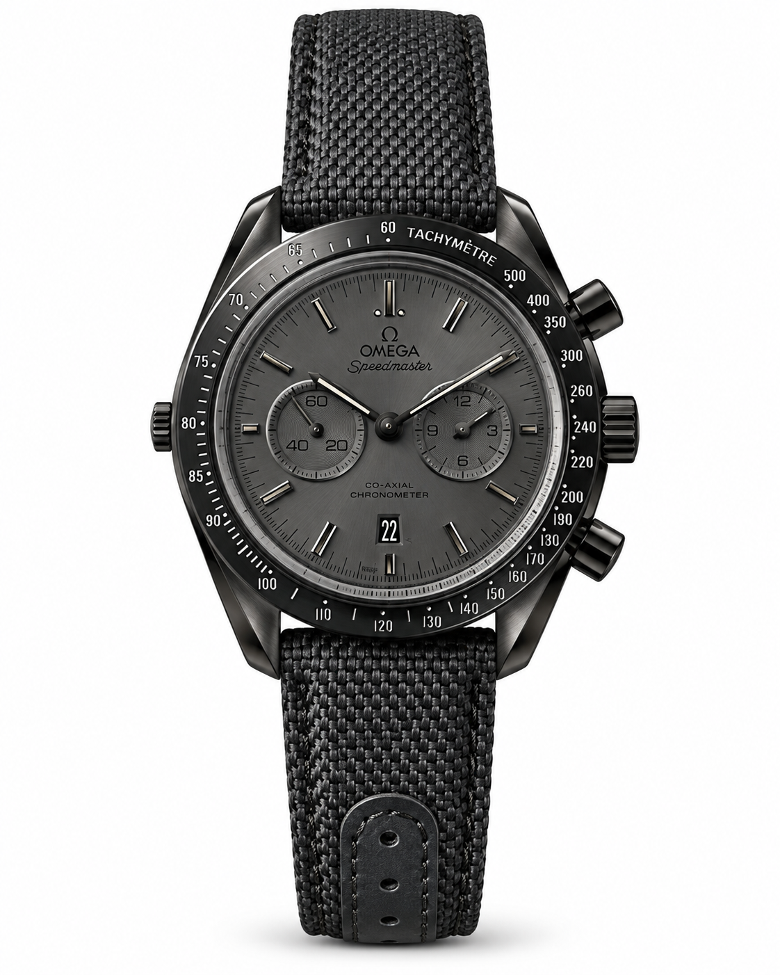 Omega Speedmaster Grey Dial Chronograph automatic watch with Black Woven Strap