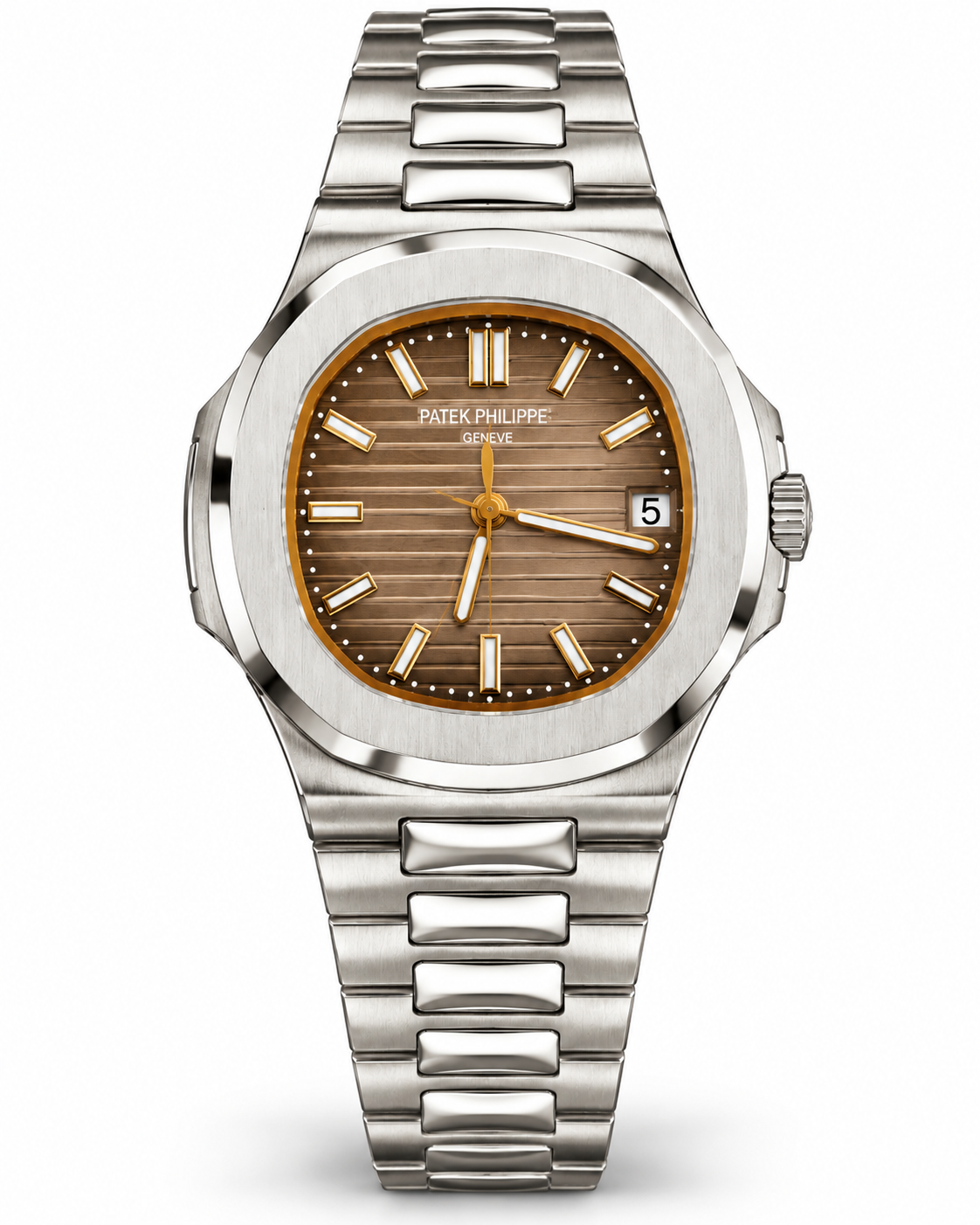 Patek Philippe Nautilus Style Brown Dial Stainless Steel Automatic Watch