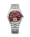 Vacheron Constantin Red Dial Tourbillon Automatic Watch – Stainless Steel Bracelet