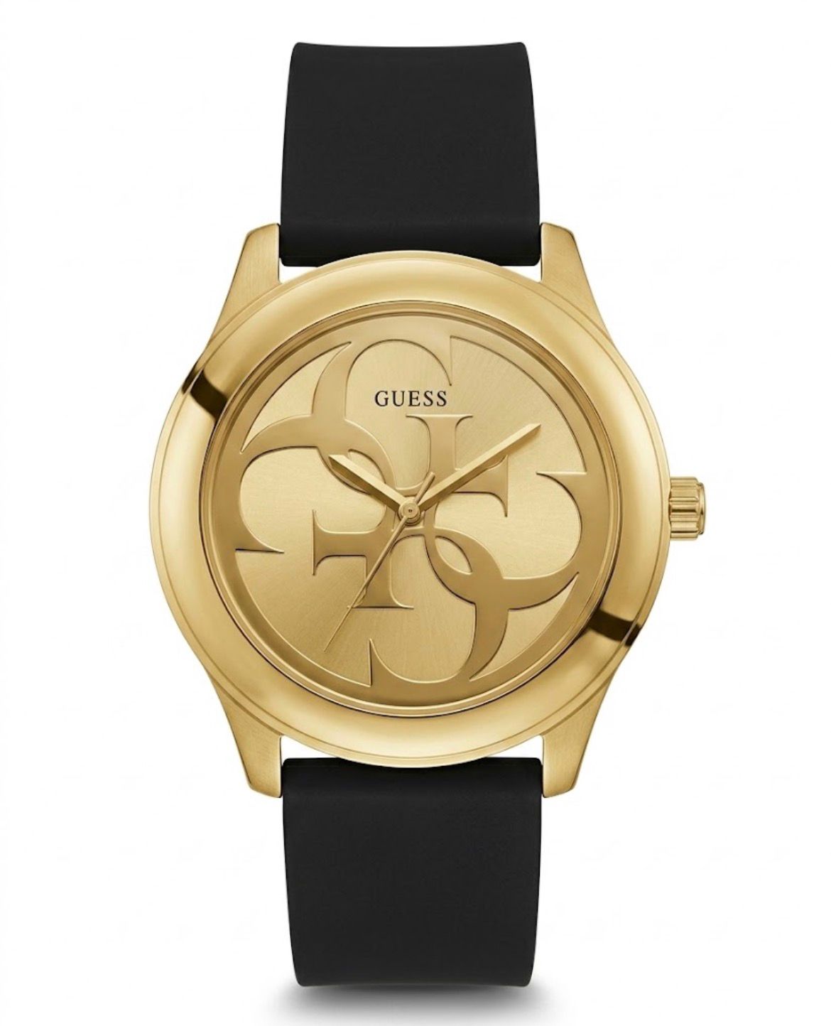 GUESS Gold-Tone Women’s Watch with Black Strap